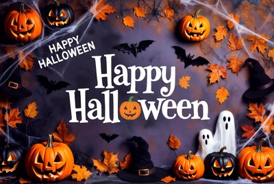 Happy Halloween with Pumpkins and Ghosts