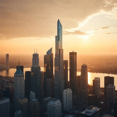 New York City skyline at sunset