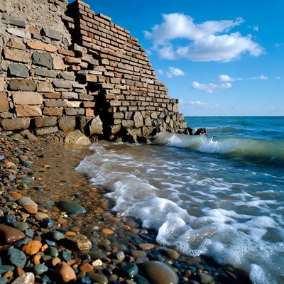 Brick Wall by Pebble Beach Waves