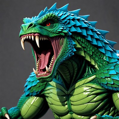 Roaring Green Lizard Monster