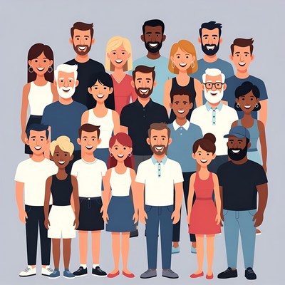 Diverse group of smiling people illustration