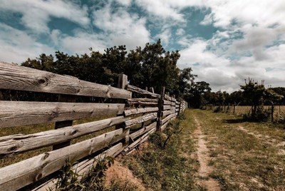 Old wooden fence in countryside