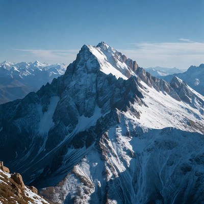 Snowy Mountain Peak in Alps