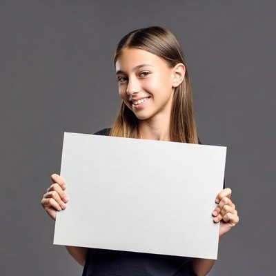 Girl holding blank sign