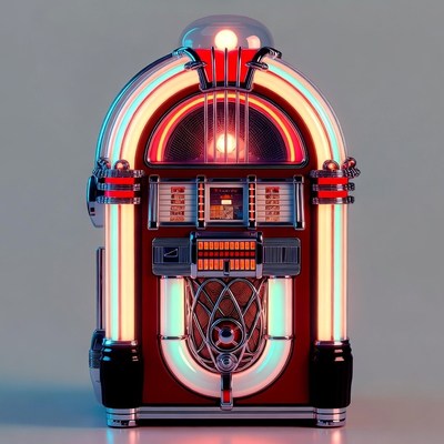 Retro Neon Jukebox Glowing