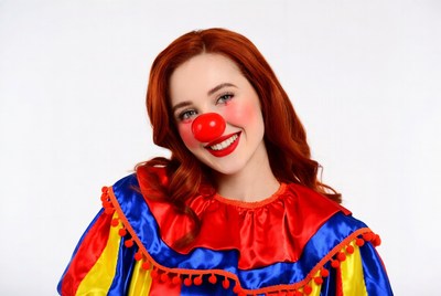 Redhead woman clown smiling