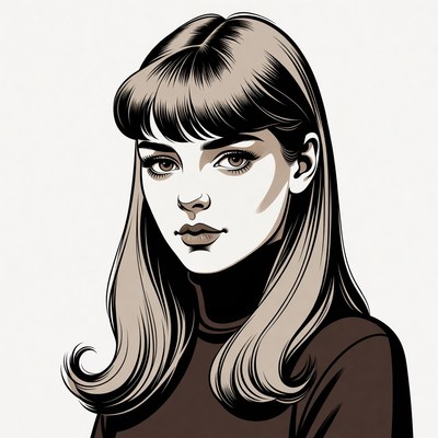 Woman with bangs in turtleneck