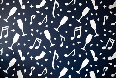 Champagne Glasses Music Notes Pattern