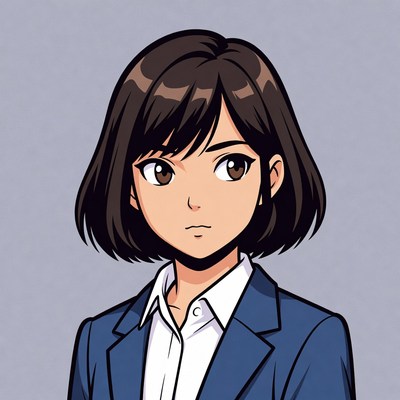 Anime girl in blue suit