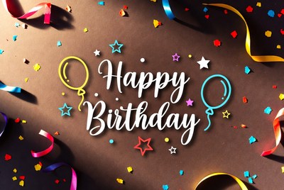 Happy Birthday with Balloons and Confetti