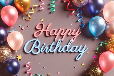 Happy Birthday Balloons and Confetti