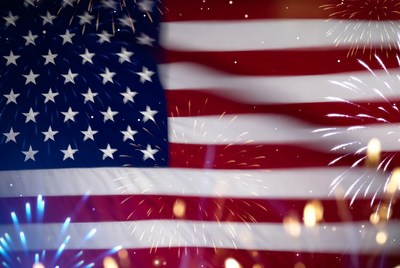 American Flag with Fireworks