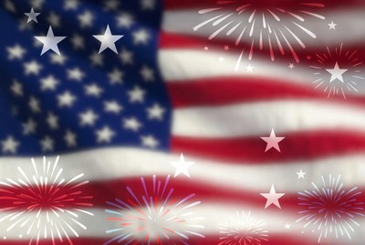 American Flag with Fireworks