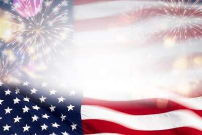 American Flag with Fireworks