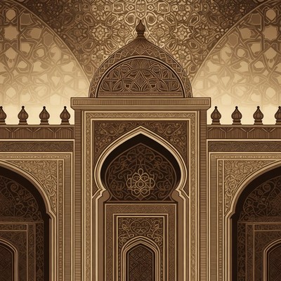 Ornate Islamic Mosque Archway Illustration