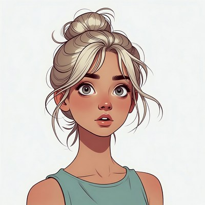 Blonde woman with messy bun