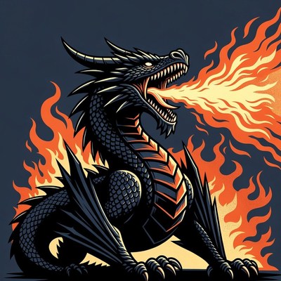 Black Dragon Breathing Fire