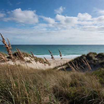 Beach with Sea Oats and Ocean