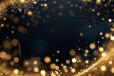 Golden Fireworks on Dark Background