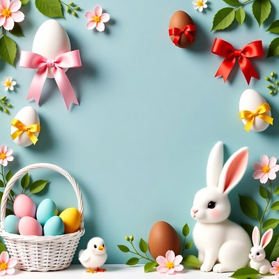 Easter Bunny with Eggs and Basket