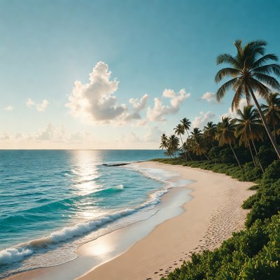 Tropical beach with palm trees