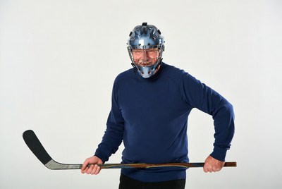 Hockey goalie man with stick
