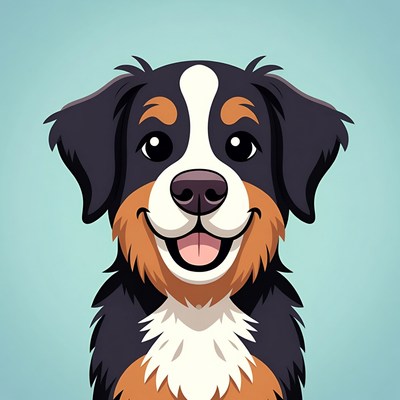 Smiling Bernese Mountain Dog illustration