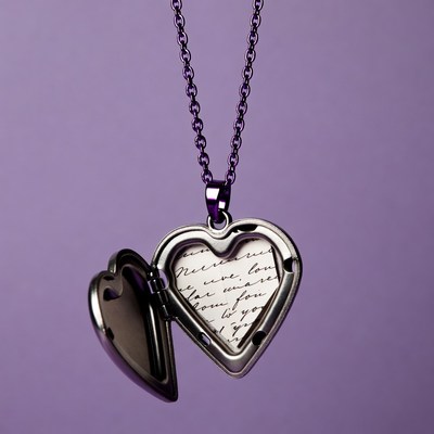 Open locket necklace with love note