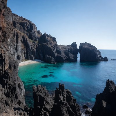 Turquoise Bay with Volcanic Rock Arch