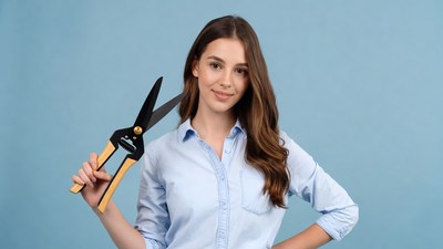 Woman holding pruning shears