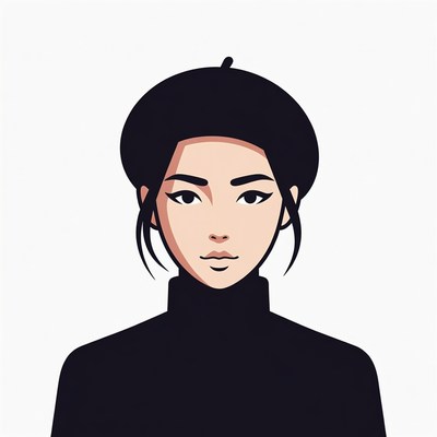 Asian woman wearing black beret