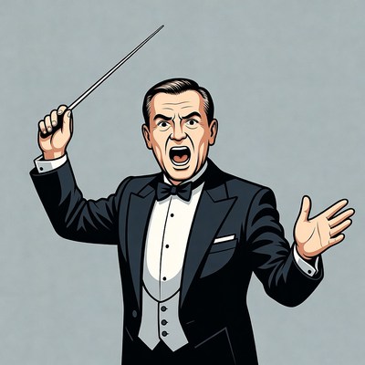 Man conducting orchestra with baton