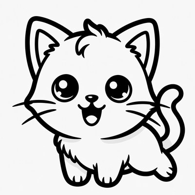 Cute kawaii kitten clipart
