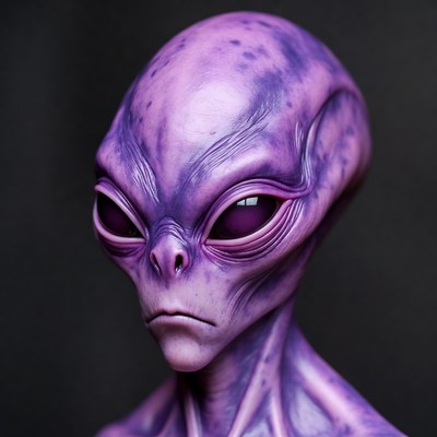 Purple Alien Head Closeup