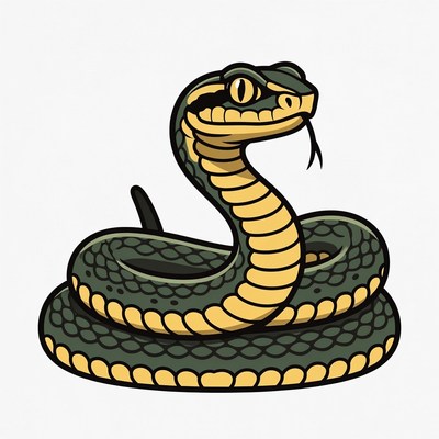 Coiled Green Snake Illustration