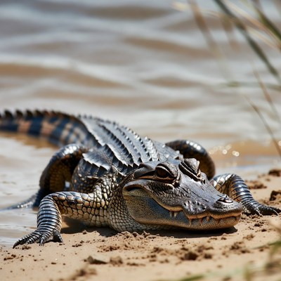 Alligator in shallow water