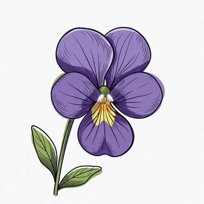 Purple Violet Flower Illustration