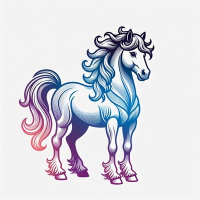 Colorful gradient horse illustration
