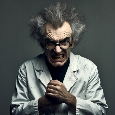 Mad Scientist with Wild Hair