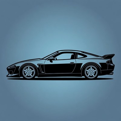 Black Nissan Sports Car Silhouette