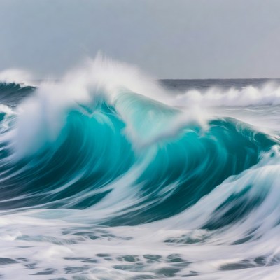 Crashing turquoise ocean waves