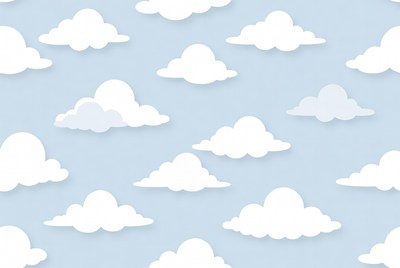 White Clouds on Blue Background