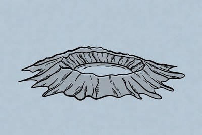 Volcano Illustration on Blue Background