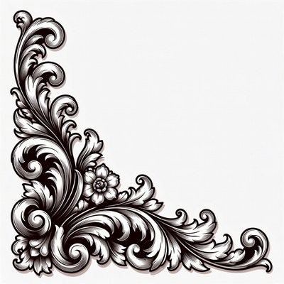 Ornate Black Floral Corner Design