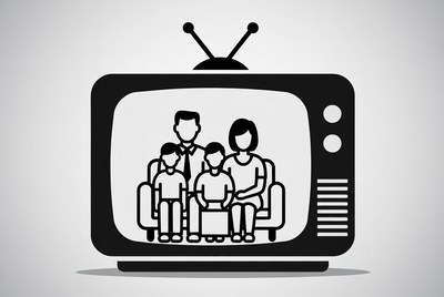 Family watching TV illustration