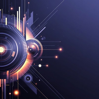 Abstract Glowing Camera Lenses Background