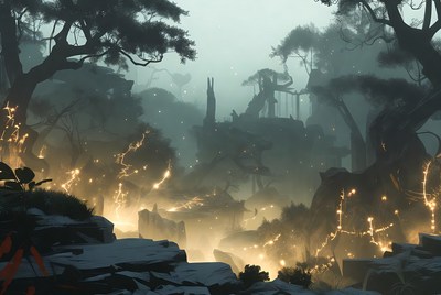 Mystical Forest with Ancient Ruins