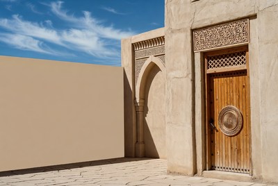 Traditional Arabic Wooden Door Archway
