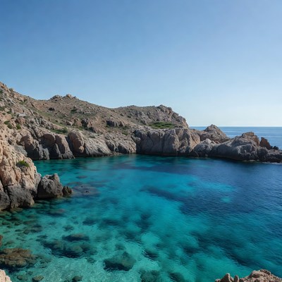 Turquoise bay with rocky cliffs