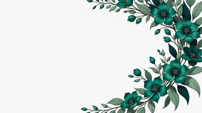 Emerald Green Floral Corner Illustration